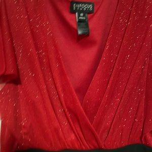 Enfocus Red Shimmer with Black Party dress